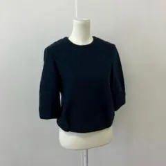 [a1208]ナノユニバース 七分丈セーター 紺 M 無地 着回し