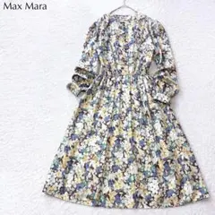 美品✨エムズグレイシー ワンピース 花柄 シフォン 七分袖 ひざ丈 38 M