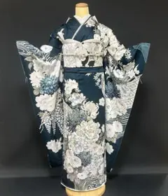◾️振袖フルセット□オーダー仕立て付き□新作□白紺地正絹□振袖一式