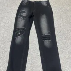 ブラック ダメージデニムパンツ