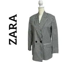 ZARA ザラ テーラードジャケット ダブル チェック柄 ゆったり XS
