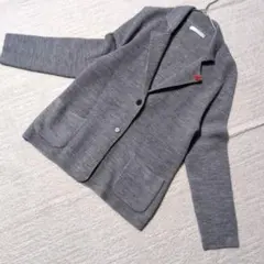 【美品】DoCLASSE ドゥクラッセ ニットジャケット L グレー お花ピン付のサムネイル