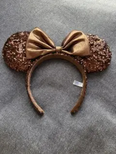 ブラウン スパンコール ディズニー　ミニー　カチューシャ