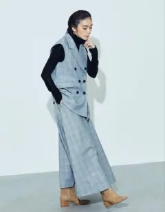 stylingノースリーブジャケットスタイリンググレー チェック柄 セットアップ