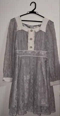 evelyn グレー レース ミニワンピース