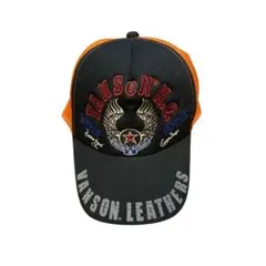 VANSON ロゴ メッシュキャップ 黒 オレンジのサムネイル