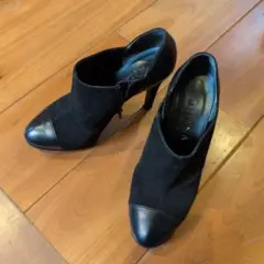 ブラック アンクルブーツ サイドファスナー付き