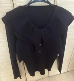【新品未使用】ローリーズファーム　フリル付き黒ニットセーター 長袖