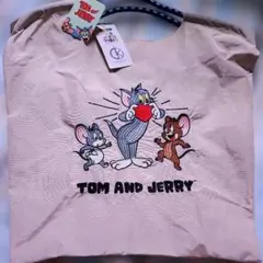 トムとジェリー　TOM&JERRY　キャラクター刺繍バッグ　ベージュ　新品のサムネイル