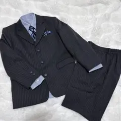 【4点セット】 130cm スーツ グレー ストライプ 男の子 卒園式　入学式