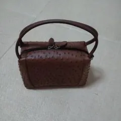 ハ*イ様 オーストリッチ バッグ 茶　洋装でも和装でも高級感ある小型のバッグです
