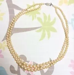 本シルバー金具のレトロ2連ネックレス