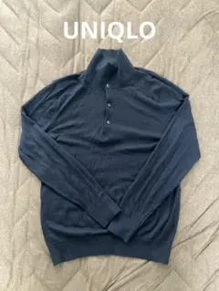 【美品】UNIQLO ネイビー 襟付きセーター（薄手）M
