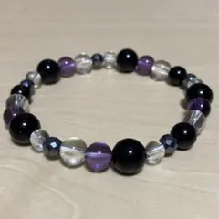 パワーストーンブレスレット メンズ 厄除け 魔除け 水晶 オニキス アメジスト