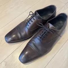 ブラウンレザー ポインテッドトゥシューズ　革靴