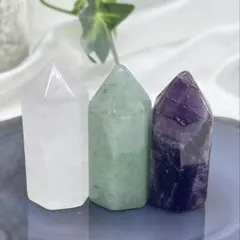 【天然石】ポイント◆タワ一◆六角柱3点セット