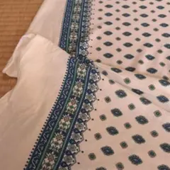 ソレイアード風ニット生地　ブルー白　 巾108cm✕長さ74cmパネル3.5枚分