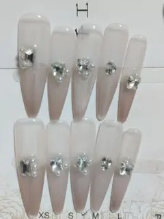 B3クリアピンク ロングオーバル ネイルチップ 10個セットSサイズ