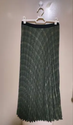 グリーン チェック プリーツスカート ロング