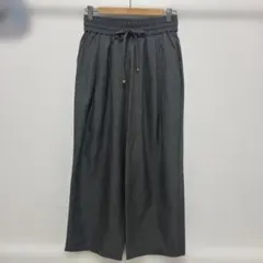 濃グレー ワイドパンツ ゴムウエストL