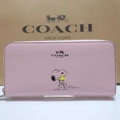 コーチ COACH 長財布 未使用 F53773 スヌーピー コラボ ピンク