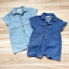 ❤️まとめ売り❤️ デニムロンパース 2点 男の子 女の子 ベビー 双子