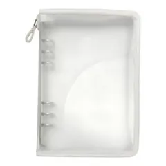 【品薄】ダイソー 6リングファイル A5 ジッパー付 【ホワイト】 シール収納