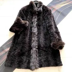 豪華 ロシアンセーブル×ウィーゼル リバーシブル 本毛皮コート ブラウン系 Mのサムネイル