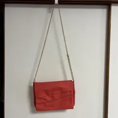オレンジショルダーバッグ チェーンストラップ