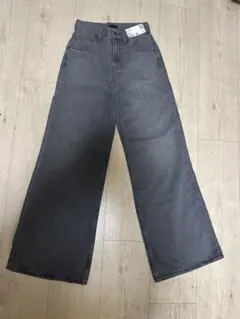 ユニクログレー ワイドレッグ デニムパンツ22
