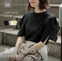 タグ付き新品未使用／NORD CADRE／ノールケアド／半袖Tシャツカットソー黒のサムネイル