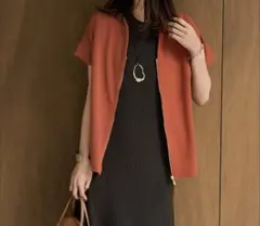 STYLE DELIスタイルデリ カットジョーゼットジップブラウス オレンジのサムネイル