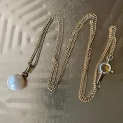 フェイクパールネックレス　ホワイトパール　ゴールドチェーン　レトロ19