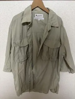 Columbia グリーンカーキ系 半袖シャツ L vintage フィッシング