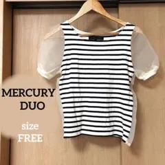 MERCURY DUO シースルー　パフスリーブ ボーダー　カットソーのサムネイル