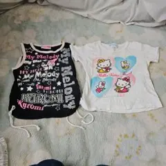 マイメロタンクトップ( 120)、キティちゃん半袖(１００)の2枚セット