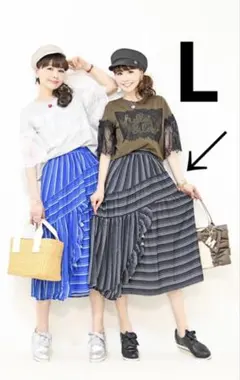 美品 アンドラブ カメリア柄 フレア スカート Lサイズ &LOVE QVCのサムネイル
