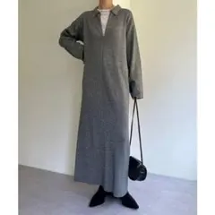 Omekashi オメカシ フロントファスナーニットワンピース　36