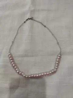 薄ピンク、オフホワイトのパール風ネックレス2点セット