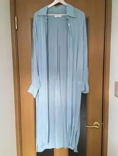 marfa シフォン　ロングシャツ　シア素材　水色のサムネイル