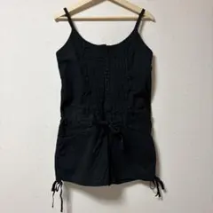 レディース ブラック サロペット ショート丈 フリル　Mサイズのサムネイル