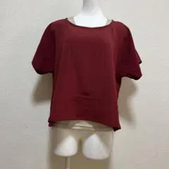 着物リメイク（半袖ブラウス）八掛　絹　ダークレッド