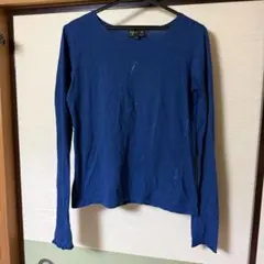 【美品】アニエスベー 長袖Tシャツ ロンT ブルー ラメロゴ T2 M 日本製