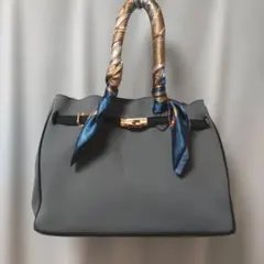 グレー ハンドバッグ スカーフ付き