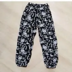 総柄ロングパンツ ブラック 130サイズ