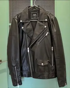 【美品】ZARA フェイクレザー ライダースジャケット ブラック S 38人気
