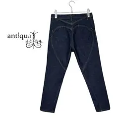 【美品】antiqua ヒップハンガー ハートデニムパンツ
