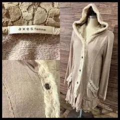 SN16 G② 未使用 アクシーズファム レース 刺繍 ニット カーディガン M