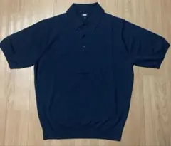 UNIQLO ウォッシャブルニットポロセーター　半袖　68 Blue Mサイズ