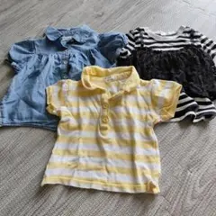 ★タイムセール★【匿名配送】デニムシャツ・ストライプポロ・レーストップス3セット